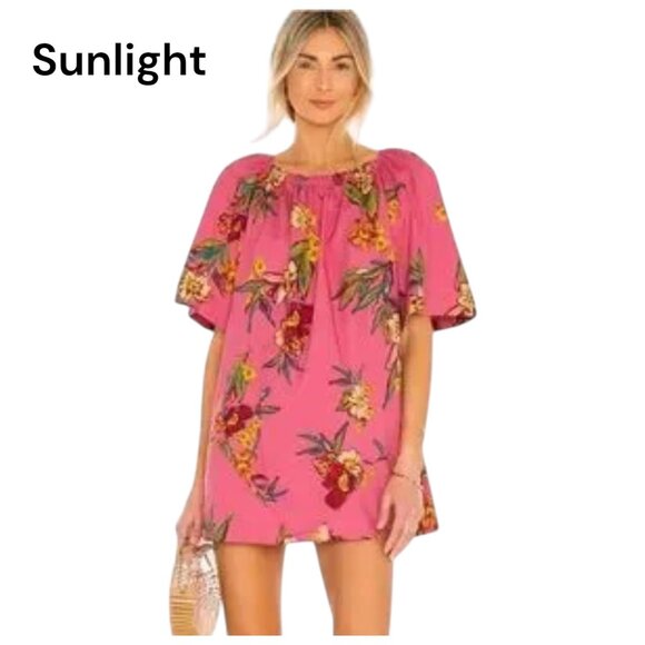 Free People TUNICA JODIE Sunrise Combo Pink Floral Print Mini Dress SZ XS - Picture 2 of 12